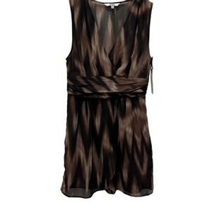 BB DAKOTA womens dress sleeveless brown black sz 4 v-neck lined mini NEW